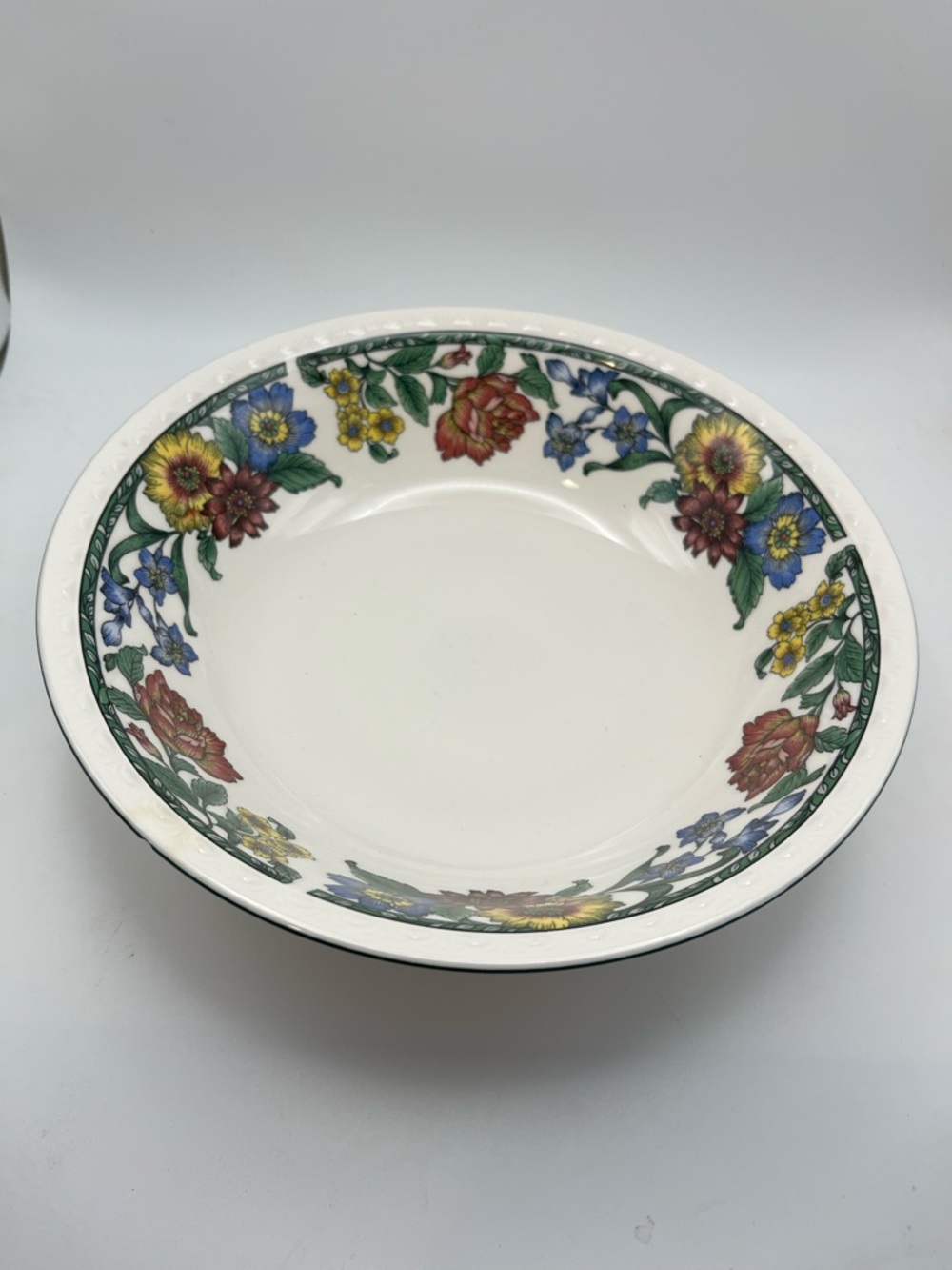 Nikko Floral Pattern Serving Bowl - White with Multicolor Floral Border